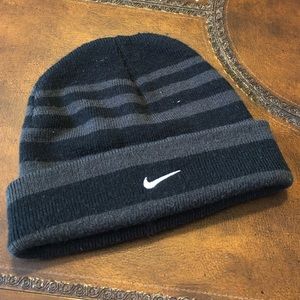 Nike striped black and gray beanie, one size youth